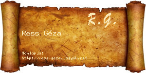 Ress Géza névjegykártya